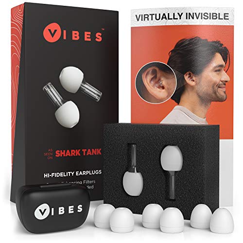 Vibes High Fidelity Earplugs - Invisible Ear Plugs for Concerts, Musicians, Motorcycles, Airplanes, Raves, Work Noise Reduction, Hearing Protection - Fits Small Medium Large - As Seen On Shark Tank