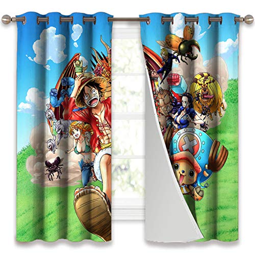 Basement Window Curtains One Piece Anime Poster Privacy Window Treatment Set W42 x L54