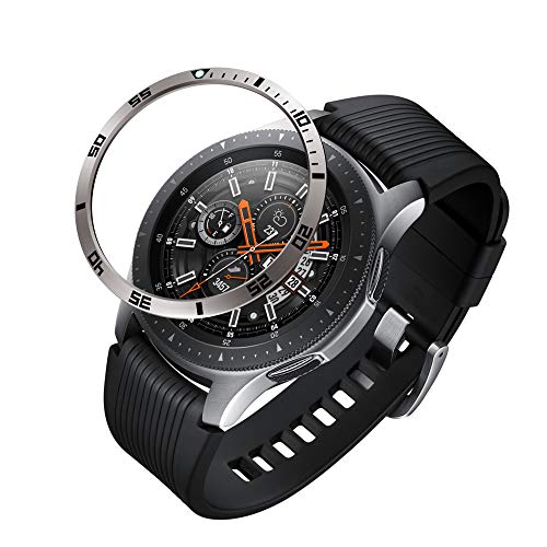 BaiHui Bezel Cover Compatiable with Galaxy Watch 46mm/Galaxy Gear S3 Frontier/Classic,Titanium Metal Bezel Ring Adhesive Cover Anti Scratch & Collision Protector for Galaxy Watch Accessory