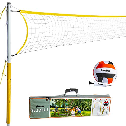 Franklin Sports 52641 Volleyball Set - Backyard Volleyball Net Set with Volleyball, Portable Net & Ground Stakes - Beach or Backyard Volleyball - Family