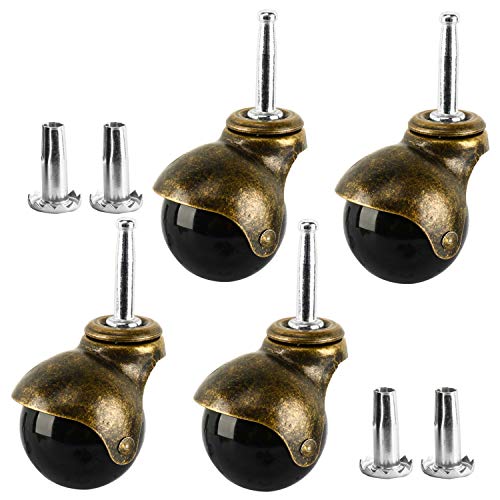 Homend 4-Pack 2-inch Antique Copper Ball Caster with 5/16' x 1 1/2' (8 x 38mm) Socket Type Mounting Stem, 360 lbs. Total Capacity (4 Pack, 2Inch With Stem)