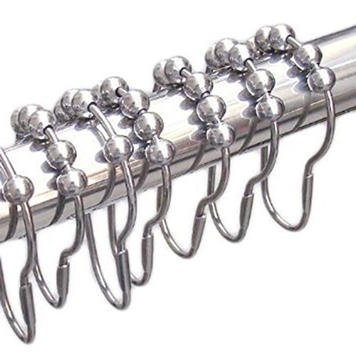 Wrenwane Premium Shower Curtain Hooks, 100% Stainless Steel, Polished Chrome, Set of 12 Rings