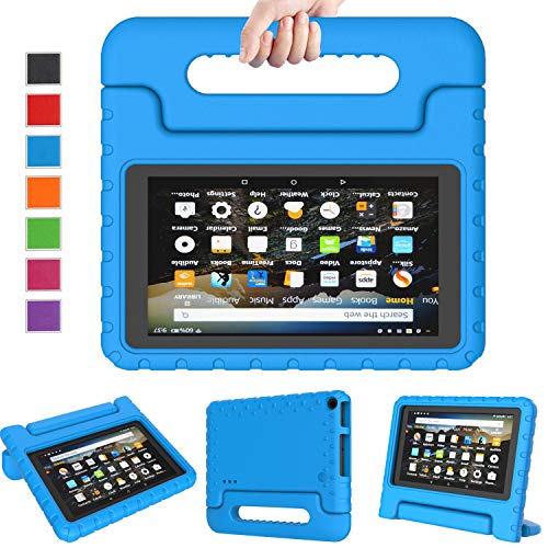 LTROP Case for Amazon Fire 7 Kindle Kids Case 2019 - Light Weight Shock Proof Convertible Handle Stand, Corner Protection, Kids Case for All-New Fire 7 Tablet (9th Generation, 2019 Release) - Blue
