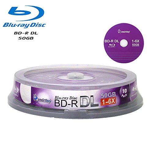 Smartbuy 30-disc 50gb 6X Blu-ray Bd-r Dl Dual Layer Double Layer Logo Top Surface Blank Data Video Recordable Media Disc with Cakebox/Spindle Packing