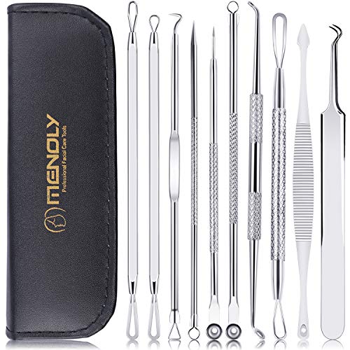 Blackhead Remover Pimple Popper Tool Kit 10 Pcs, Comedone Pimple Extractor Tool, Acne Kit for Blackhead, Whitehead Popping, Zit Removing