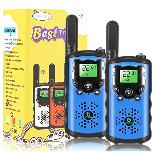 Kids Walkie Talkies, 22 Channel 2 Way Radio Toy, Toys for 3-12 Year Old Boys and Girls, 3 Miles Long Range for Outdoor Camping Game (Blue, 2 Pack)