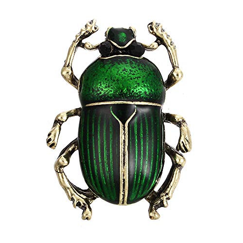 Tvoip Vintage Beetle Brooches for Women Kids Enamel Animal Insects Brooch Pins (Green)