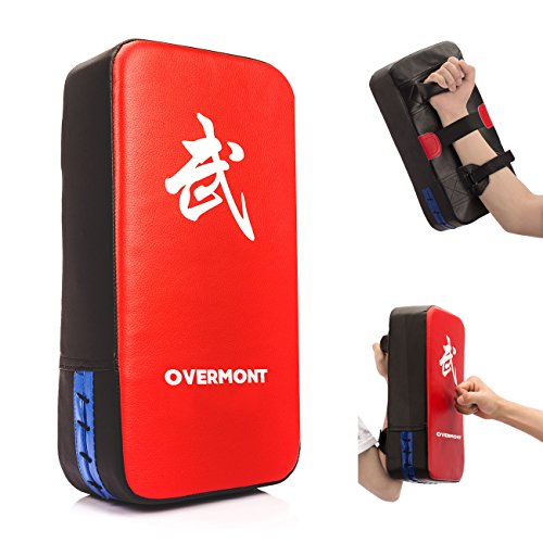 Overmont Taekwondo Kick Pads Boxing Karate Pad PU Leather Muay Thai MMA Martial Art Kickboxing Punch Mitts Punching Bag Kicking Shield Training