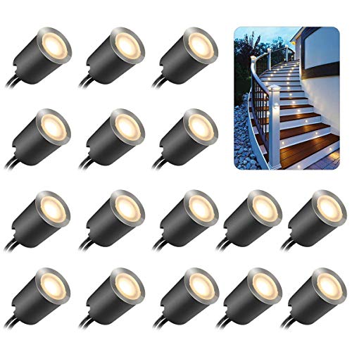 Recessed LED Deck Light Kits with Protecting Shell φ32mm,SMY In Ground Outdoor LED Landscape Lighting IP67 Waterproof,12V Low Voltage for Garden,Yard Steps,Stair,Patio,Floor,Kitchen Decoration