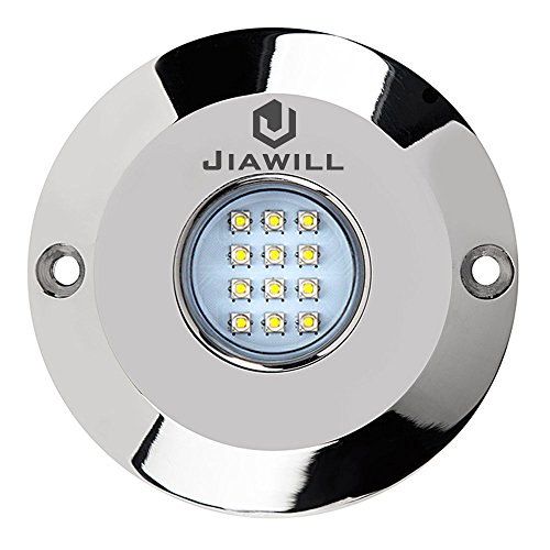 Jiawill 60W CREE LED Surface Mount Underwater Boat Lights 316L Stainless Steel with Internal Driver and Overheat Protection (Blue)