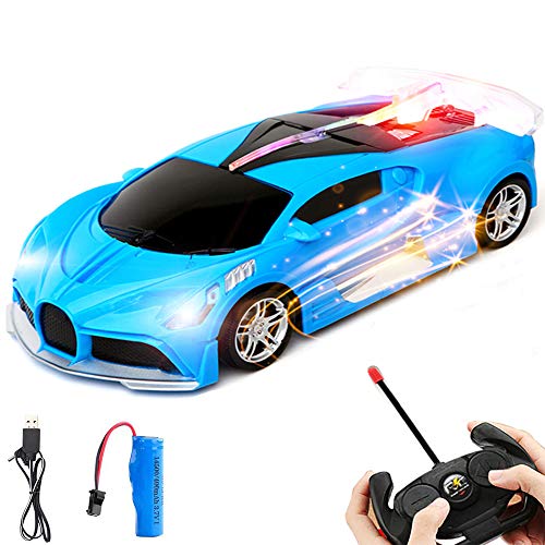 Ainy Remote Control Car - 1/18 Scale Blue Drift Racing Car Toy Model Vehicle, Remote Toy Racing with Led Lights and Music High Speed RC Toys Car for Kids 3+ Year Old Boys and Girls