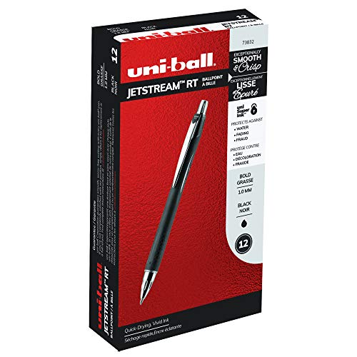 uni-ball Jetstream RT Ballpoint Pens, Bold Point (1.0mm), Black, 12 Count