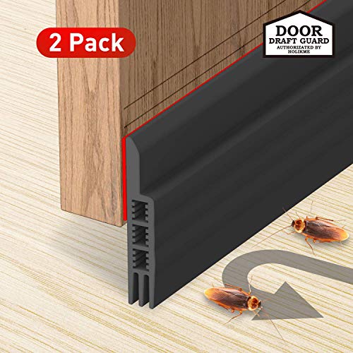 Holikme Door Draft Stopper 2 Pack Black 39-inch Under Door Draft Blocker Insulator Door Sweep Weather Stripping