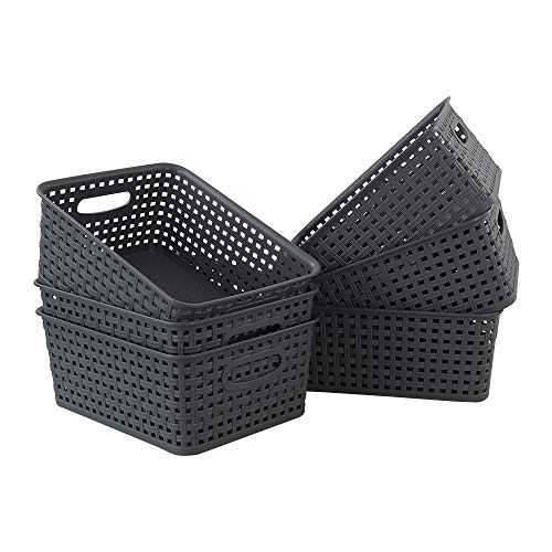 Xowine Plastic Multi-Purpose Storage Basket, Desktop Organizer Bins, Set of 6, Grey
