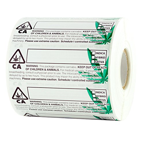 Dragon Chewer California Medical Universal Symbol Labels - State Compliant Leaf Medical Stickers 3”x1” - 1,000 pc Roll