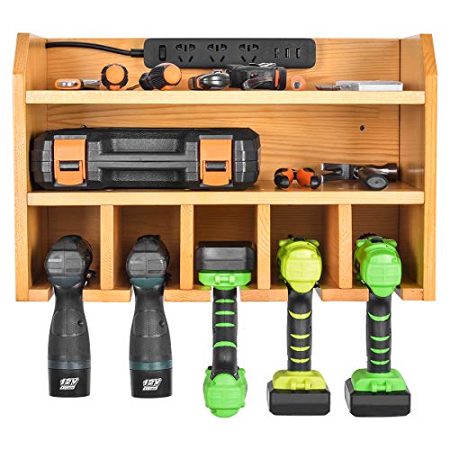 Power Tool Organizer, Sunix Power Tool Charging Station Drill Wall Holder Wall Mount Tools Garage Storage (Power Strip is Not Included)