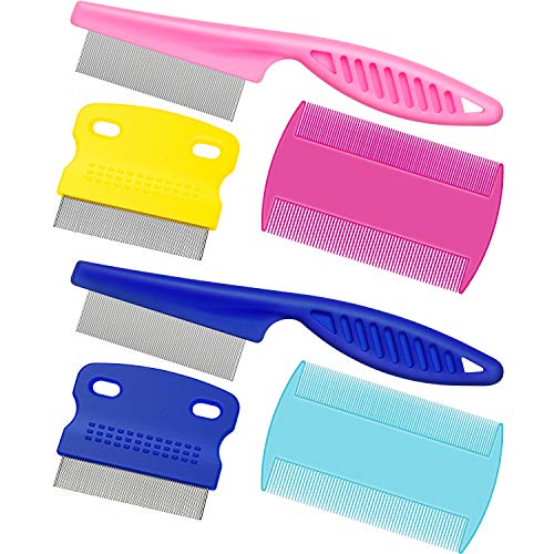 Boao 6 Pieces Pet Lice Combs Dog Grooming Flea Comb Cat Tear Stain Comb for Removal Dandruff, Hair Stain, Nit (Colour 1)