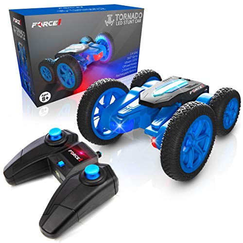 Force1 Tornado LED Remote Control Car for Kids - RC Car Double Sided Fast Off-Road Stunt RC Toy Car, 360 Flips and Spins, All Terrain Rechargeable Light Up Drifting RC Crawler with Remote and USB Cord