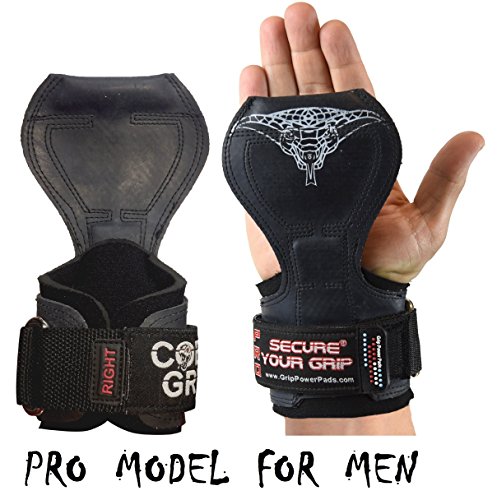 Cobra Grips PRO Best Weight Lifting Gloves Heavy Duty Straps Alternative to Power Lifting Hooks For Deadlifts With Built in Adjustable Neoprene Padded Wrist Wrap Support Bodybuilding