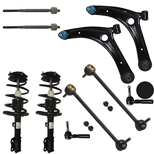 Detroit Axle - 10pc Front Struts, Lower Control Arms w/Ball Joints, Inner Outer Tie Rod & Sway Bar Link Kit for 2009-2012 Dodge Caliber (Exc.SRT-4) - [ 2007-2017 Jeep Compass/Patriot]- See Fitment