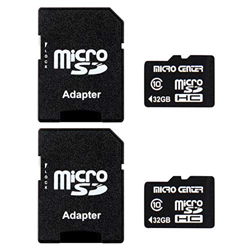 Micro Center 32GB Class 10 Micro SDHC Flash Memory Card with Adapter (2 Pack)