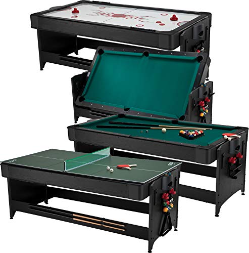 Fat Cat Original 3-in-1 Green 7' Pockey Multi-Game Table - Air Hockey, Billiards and Table Tennis - Green