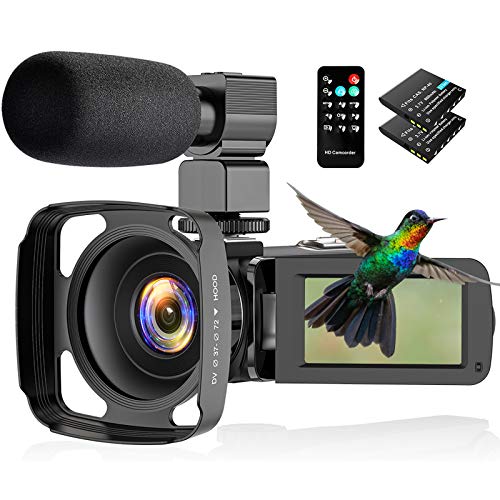 Actitop Video Camera Camcorder 2.7K, Ultra HD IR Night Vision Vlogging Camera for YouTube with Microphone Lens Hood