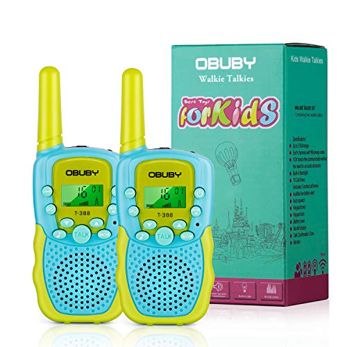 Obuby Walkie Talkies for Kids, 22 Channels 2 Way Radio Kid Toy Gift 3 KMs Long Range with Backlit LCD Flashlight Best Gifts Toys for Boys and Girls to Outside Adventure (Blue & Green)