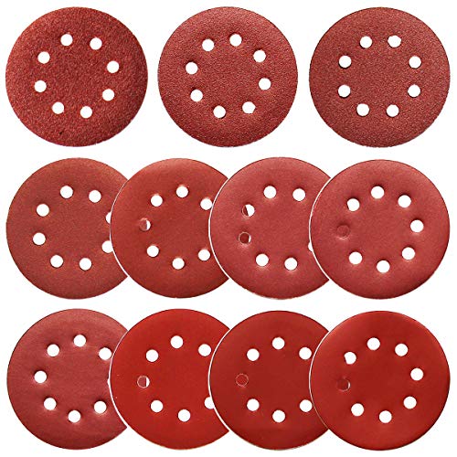 5-Inch Hook and Loop Sanding Discs for Orbital Sander, Assorted Sandpaper 40-1000 Grits, 110pcs by FRIMOONY