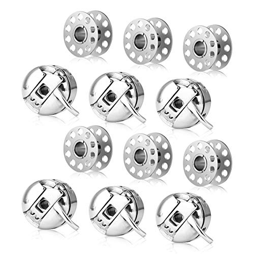 Magicfour Bobbin Case, 6 Pack Stainless Steel Sewing Machine Bobbin Case and 6 Pack Sewing Machine Bobbins Sewing Machine Accessories Part for Front Loading 15 Class Machines
