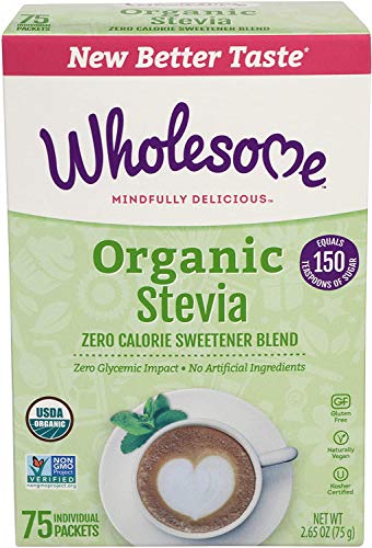 Wholesome Organic Stevia, Zero Calorie Sweetener Blend, Non GMO & Gluten Free, 1 g (Pack of 75)