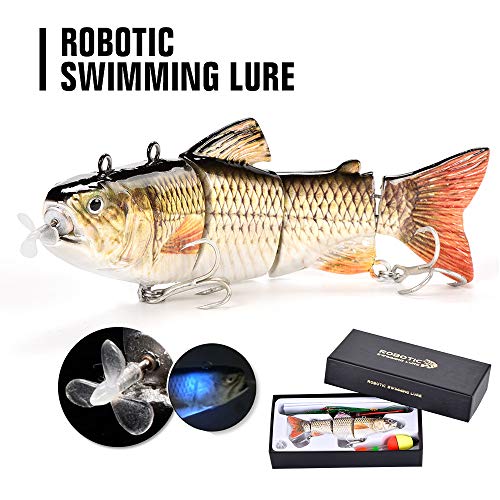 Robotic Swimming Fishing Electric Lures 5.12' USB Rechargeable LED Light 4-Segement Wobbler Multi Jointed Swimbaits Hard Lures Fishing Tackle