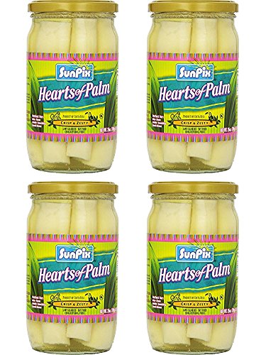 Sunpix Hearts Of Palm, Crisp and Zesty, 25 oz Glass Jar (Pack of 4, Total of 100 Oz)