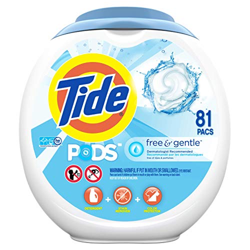 Tide Free and Gentle Laundry Detergent Pods, 81 Count, Unscented and Hypoallergenic for Sensitive Skin