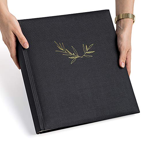 Premium Black Photo Album, Large Capacity, 100 Pages, Writing space, Multiple photo sizes, 4x6, 5x7, 6x8, 8x10, Dry Mount Acid-Free Scrapbook Album for Weddings, Family Pictures, Travel or Anniversary