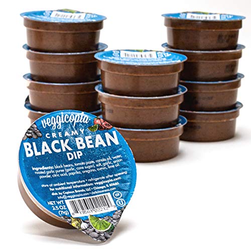 Veggicopia Creamy Black Bean Dip | Rich, zesty flavor - All Natural, Gluten free, Dairy free, Vegan, High Protein Snack. Shelf Stable. 2.5 oz dip cups (Pack of 12)