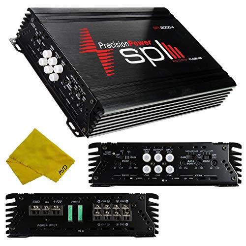 Precision Power SPL 4 Channel Car Amplifier – Class A/B Multichannel Amplifier 2000 Watt, Car Electronics Audio Subwoofer 2 Ohm Stable Bass Boost Crossover MOSFET Power Supply for Car Speakers Sub Amp