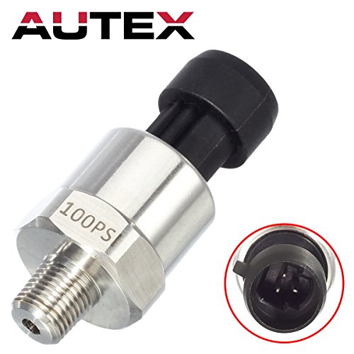 Autex Pressure Transducer/Sender/Sensor 100 Psi Stainless Steel For Oil, Fuel, Air, Water