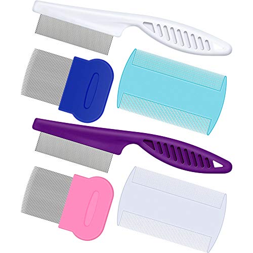 Boao 6 Pieces Pet Grooming Combs Dog Lice Removal Comb Head Nit Combs for Removing Dandruff Flea Stain