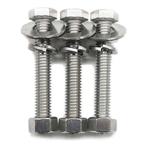 (10 Sets) 1/4-20x2' Stainless Steel Hex Head Screws Bolts, Nuts, Flat & Lock Washers, 18-8 (304) S/S, Fully Threaded by Bolt Fullerkreg