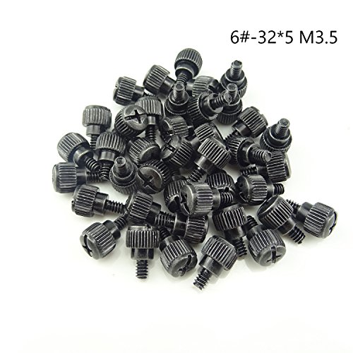 HONBAY 40PCS 6#-32x5 M3.5 PC Computer Case Thumbscrews Thumb Screws Black Zinc (40)