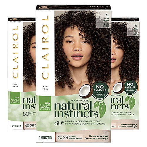 Clairol Natural Instincts Semi-Permanent, 4 Dark Brown, 3 Count