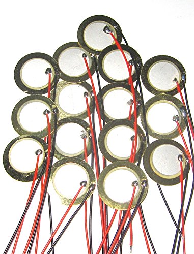 15Pcs 20mm Piezo Discs with Leads Mic Drum Trigger Acoustic Pickup CBG Guitar