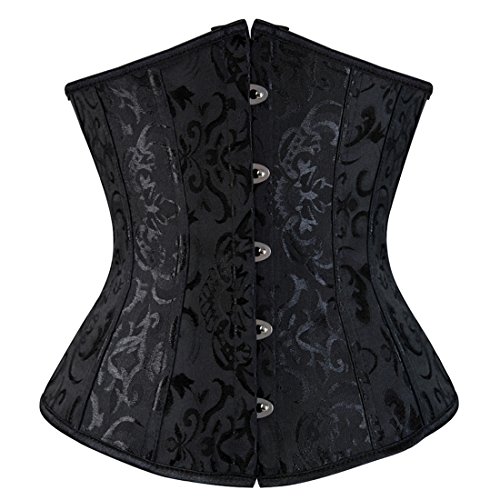 Women's Corset Bustier Top Black Underbust Sexy Lingerie Waist Trainer 5XL Black