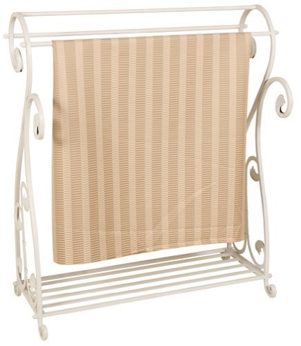 Welcome Home Accents Whitewash Metal Quilt Rack with Shelf