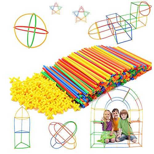 Straw Constructor STEM Building Toys 300 pcs Interlocking Plastic-Educational Toys Engineering Building Blocks -Construction Blocks- STEM Toys for 3-12 Year Old Boys and Girls