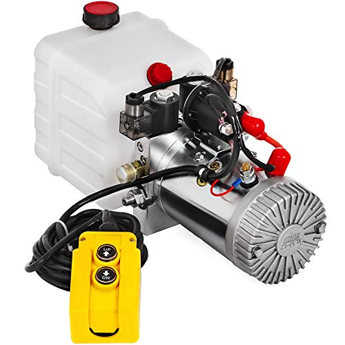 Mophorn Hydraulic Pump 3 Quart Hydraulic Power Unit Double Acting Hydraulic Pump for Dump Trailer Car Lifting 12V DC Plastic Oil Reservoir (Plastic, Double Acting)