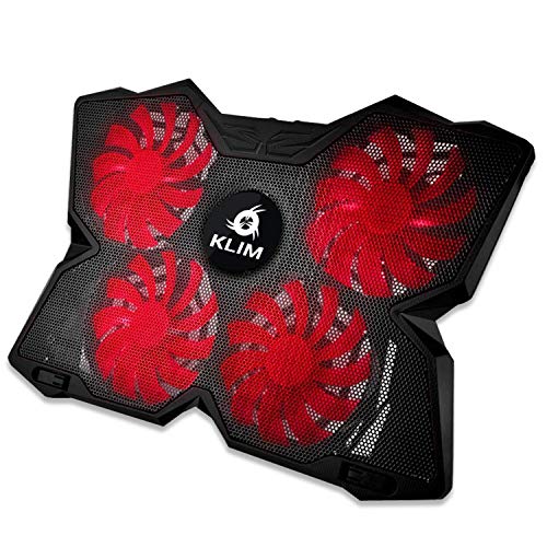 KLIM Wind Laptop Cooling Pad - Support 11 to 19 Inches Laptops, PS4 - [ 4 Fans ] - Light, Quiet Rapid Cooling Action - Ergonomic Ventilated Support - Gamer USB Slim Portable Gaming Stand - Black