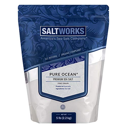 SaltWorks Pure Ocean Sea Salt, Fine Grain, 5 Pound Bulk Bag