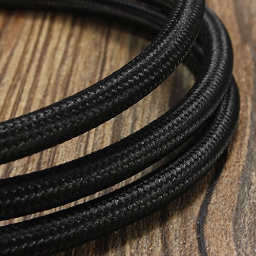 32.8ft Round 18/2 Rayon Covered Wire,HESSION Antique Industrial Electrical Cloth Cord,Vintage Style Lamp Cord strands(Black)